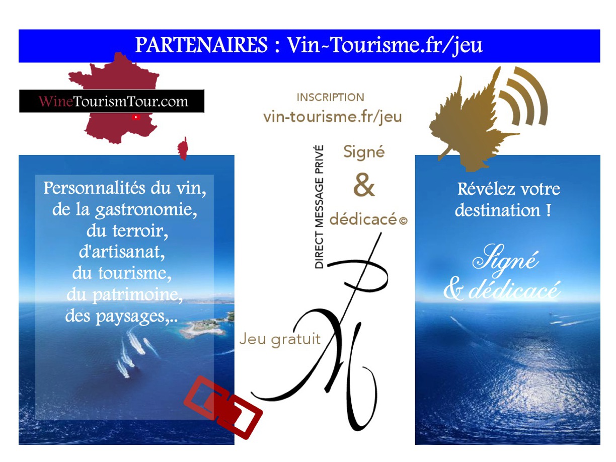  Pour devenir partenaire du jeu gratuit #VinTourisme Tirage au sort DIRECT MESSAGE PRIVÉ – « SIGNÉ & DÉDICACÉ » #WineTourismTour : https://vin-tourisme.fr/portfolio/partenaire-signe-dedicace/